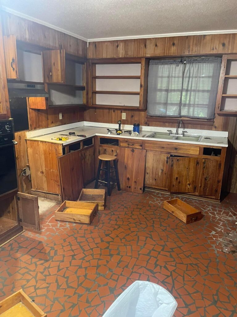 progress shot of kitchen remodel by M3G Enterprises in Montgomery, Prattville, Millbrook, Auburn, Alabama